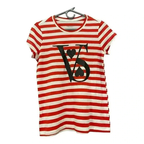 Victoria’s Secret Women’s Small Red‎ and White Striped Tee - Picture 1 of 3